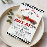 Red race car Ready set go Any age Racing Birthday Invitation<br><div class="desc">Red race car Ready set go Any age Racing Birthday Invitation
Matching items available.</div>