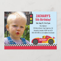 Red Race Car Themed Boys Birthday Party Photo