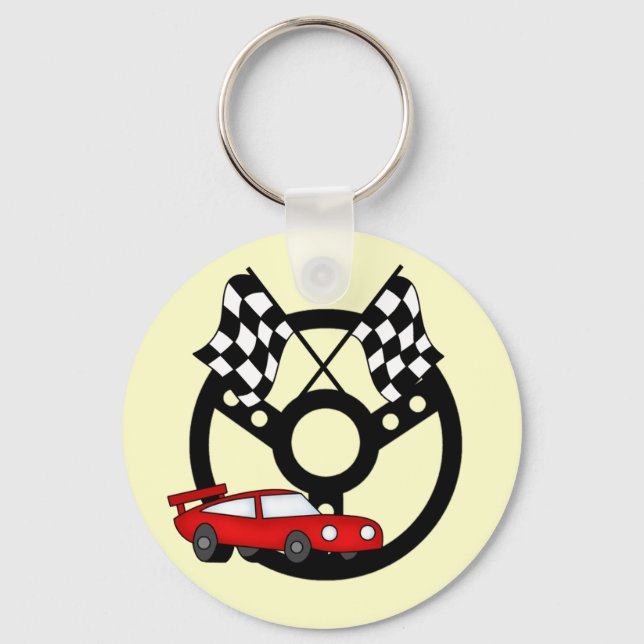 Red Race Car Tshirts and Gifts Keychain (Front)