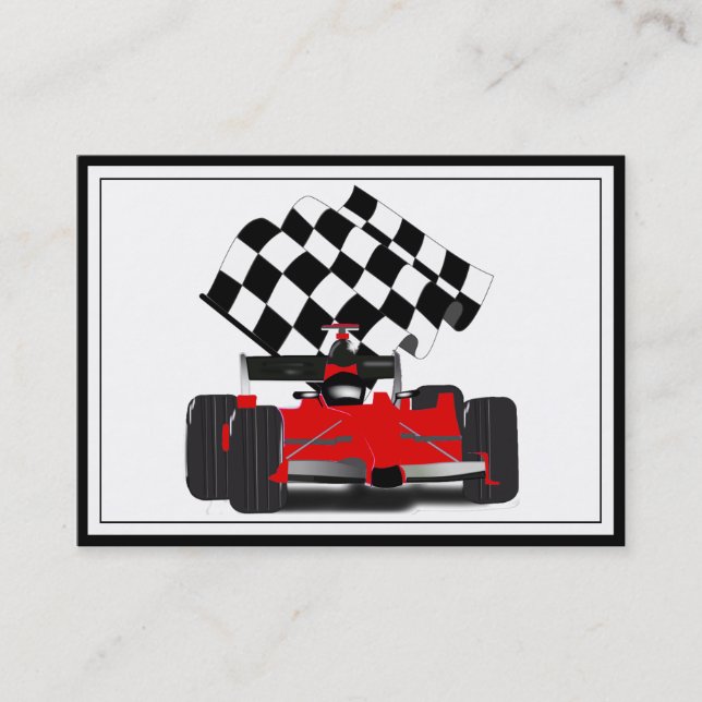 Red Race Car with Chequered Flag Business Card (Front)