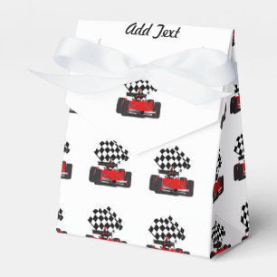 Red Race Car with Chequered Flag Favor Box