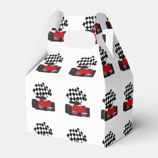 Red Race Car with Chequered Flag Favor Box