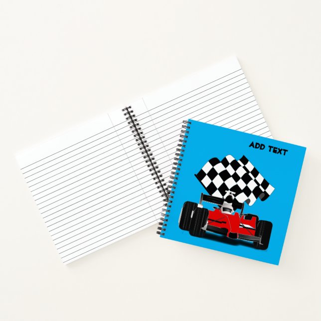 Red Race Car with Chequered Flag Notebook (Inside)
