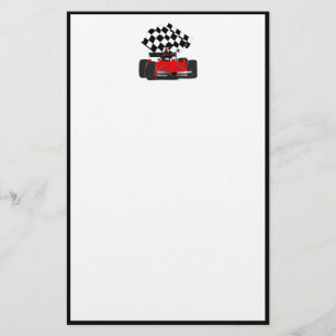 Red Race Car with Chequered Flag Stationery