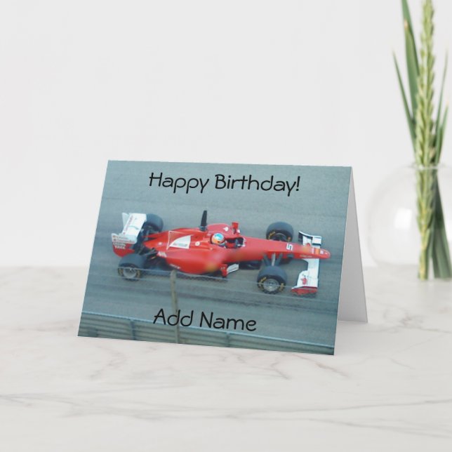 Red Racing Car Birthday Card (Front)