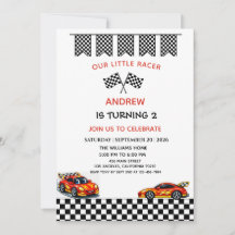 Red Racing Car Boy Any Age Birthday Invitation