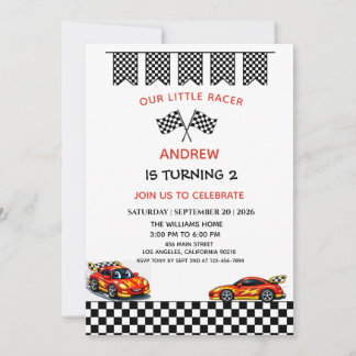 Red Racing Car Boy Any Age Birthday Invitation