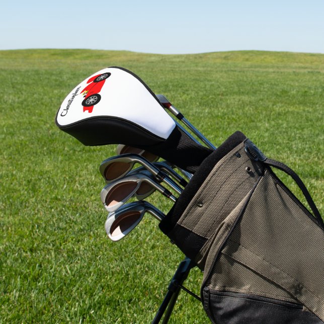 Red Racing Car Design Golf Head Cover (In Situ)