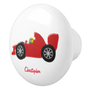 Red Racing Car Just Add Name Ceramic Knob