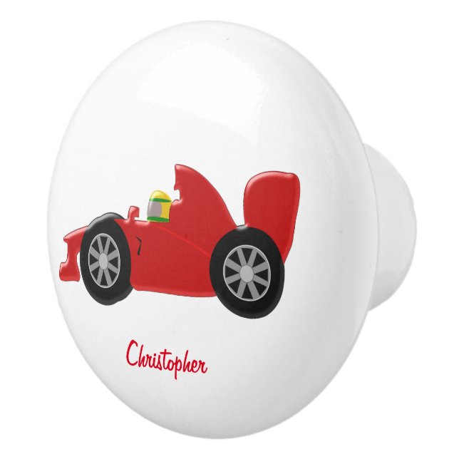 Red Racing Car Just Add Name Ceramic Knob (Right)