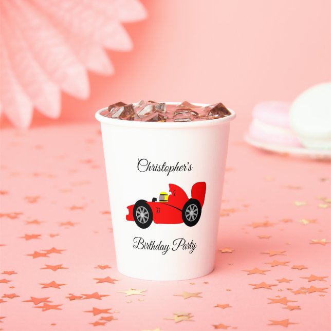 Red Racing Car Paper Cups (Insitu)
