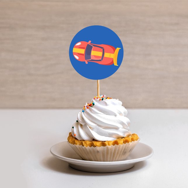 Red Racing Car Racetrack Baby Boy Dedication Classic Round Sticker (Creator Uploaded)