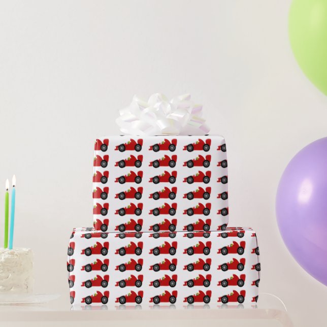 Red Racing Car Wrapping Paper (Party Gifts)