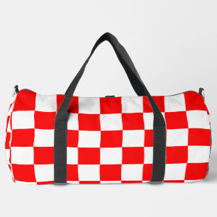 Red Racing Chequered Flag Display Customizable Duffle Bag