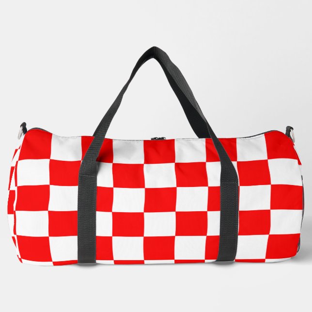Red Racing Chequered Flag Display Customizable Duffle Bag (Front)