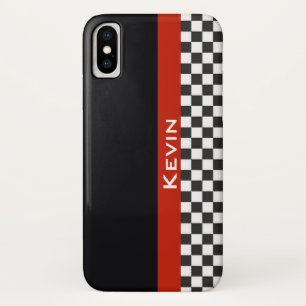 Red Racing Stripe Design iPhone X Coque