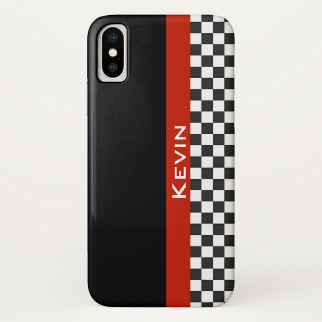 Red Racing Stripe Design iPhone X Coque (Dos)