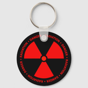 Red Radiation Warning Keychain