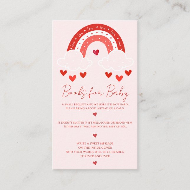 Red Rainbow baby shower Enclosure Card (Front)