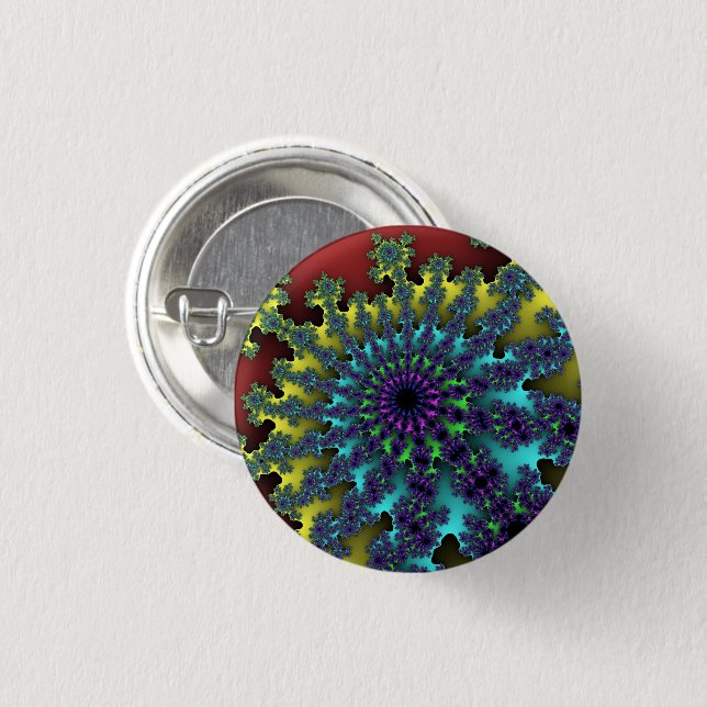 Red Rainbow Burst 1 Inch Round Button (Front & Back)