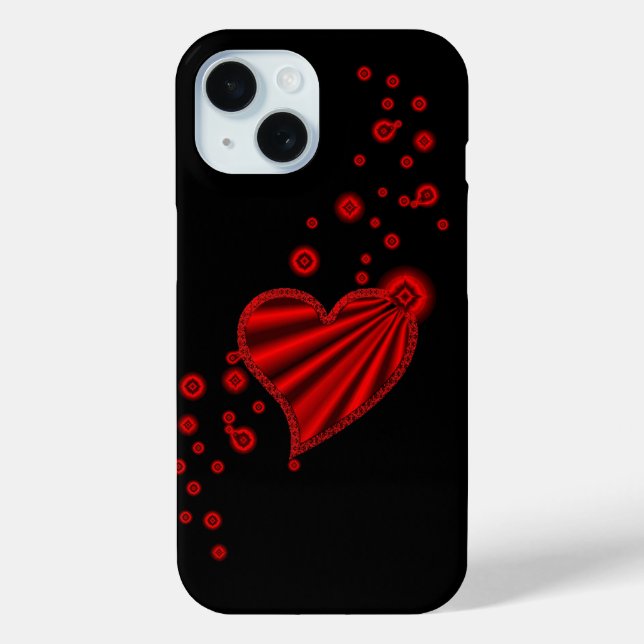 Red Rainbow Heart with Stars on Black Case-Mate iPhone Case (Back)