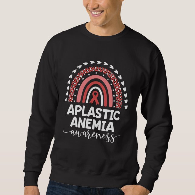 Red Rainbow Ribbon Love Support Aplastic Anemia Aw Sweatshirt (Front)