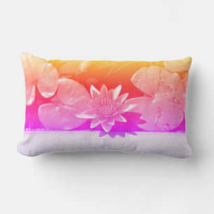 Red Rainbow Water Lily Plants Cushion Throw Pillow