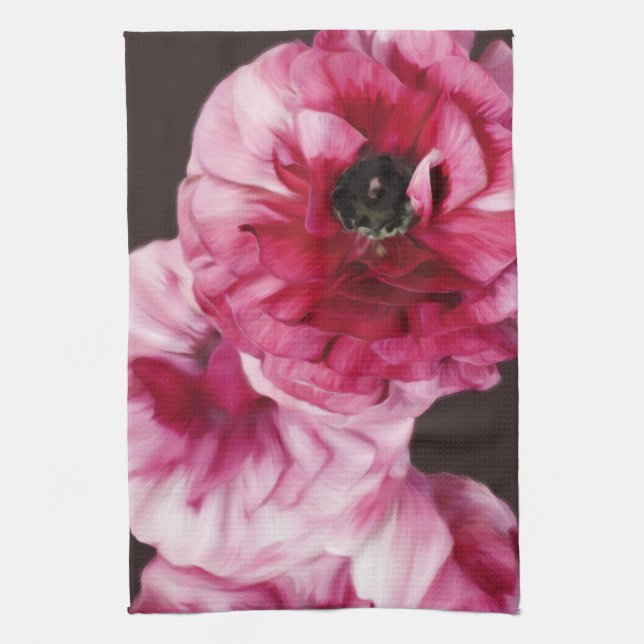 Red Ranunculus Kitchen Towel (Vertical)