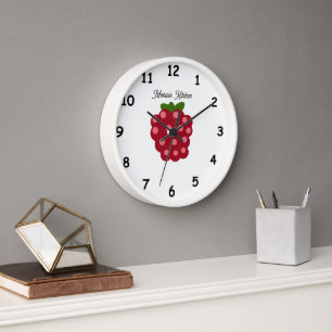 Red raspberry fruit custom kitchen wall clock