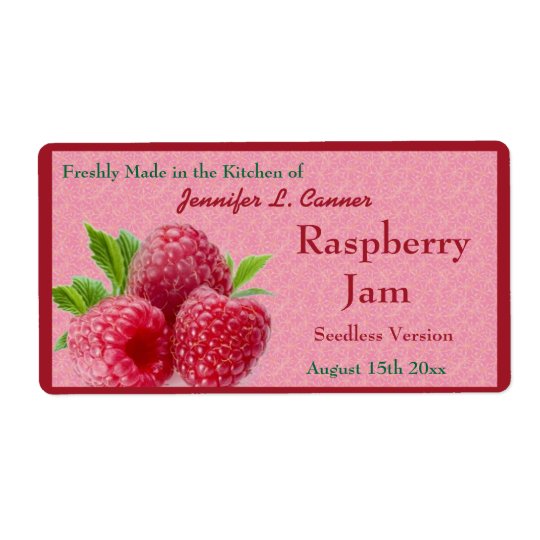 Red Raspberry Jam or Preserves Canning Jar Shipping Label