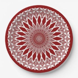 Red Raspberry Tristyns Mandala Paper Plate