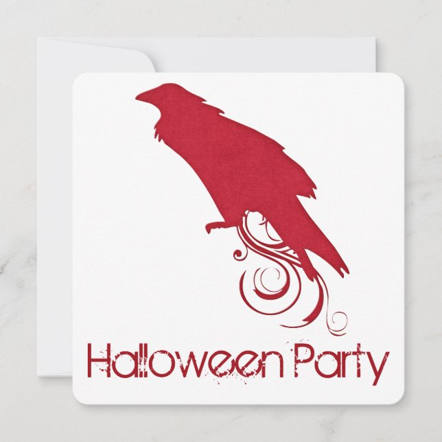 Red Raven Halloween Party Invitation 2 (Front)