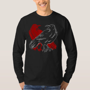 Red Raven Spooky Gothic Animal Forest Bird Black C T-Shirt