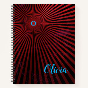 Red Rays Abstract Personalized Notebook