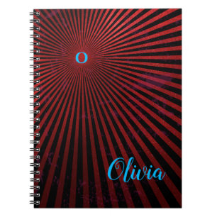 Red Rays Abstract Personalized Notebook