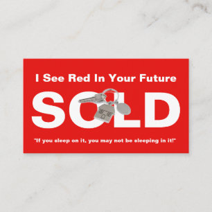 Red Real Estate Agent Sold Sign Business Card