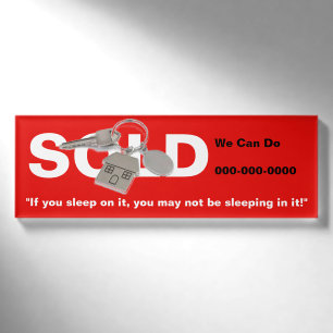 Red Real Estate Agents Sold Sign Magnetic Name Tag