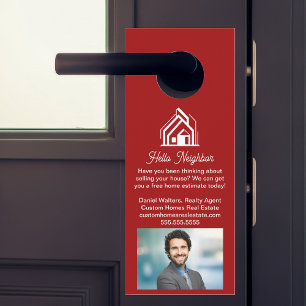 Red Real Estate Company Advertising Realtor Door Hanger