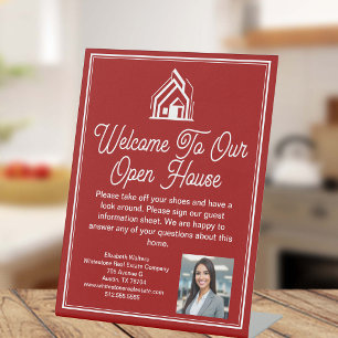 Red Real Estate Company Customized Open House Pedestal Sign