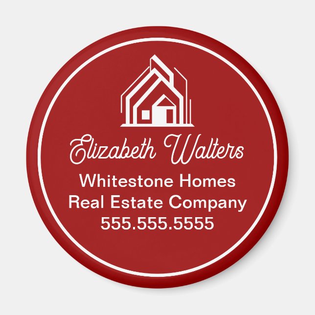 Red Real Estate Company Customized Realtor Magnet (Front)