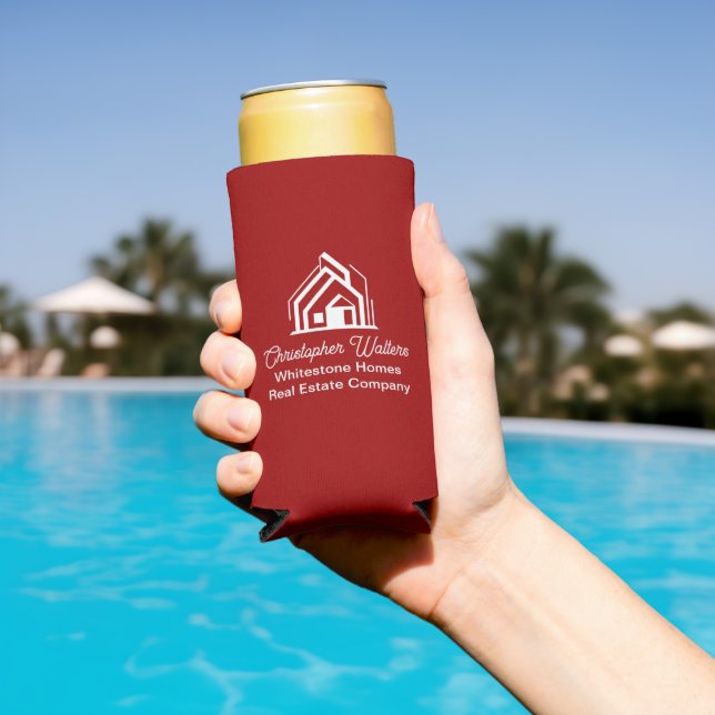 Red Real Estate Company Customized Realtor Seltzer Can Cooler (In Situ Pool)