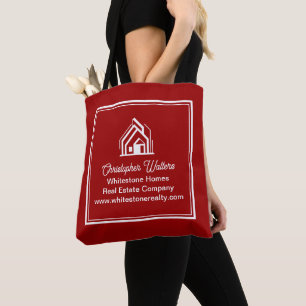 Red Real Estate Company Customized Realtor Tote Bag