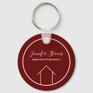 Red Real Estate Company Modern Personalized Realty Keychain
