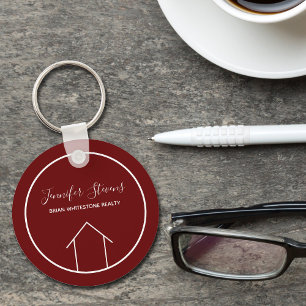 Red Real Estate Company Modern Personalized Realty Keychain