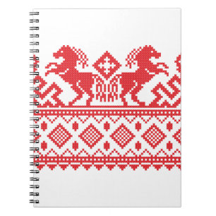 Red rearing horses notebook