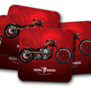 Red Rebel Rider Motorcycle Coaster   Coaster Set