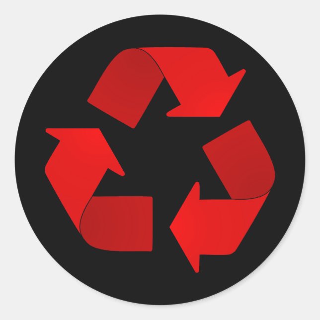 Red Recycling Symbol Classic Round Sticker (Front)