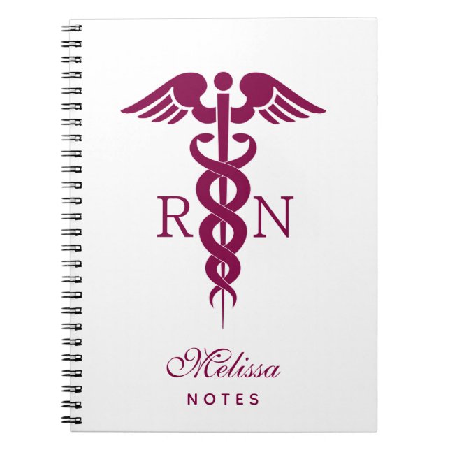 Red Red Caduceus Nurse Medical Symbol Notebook (Front)