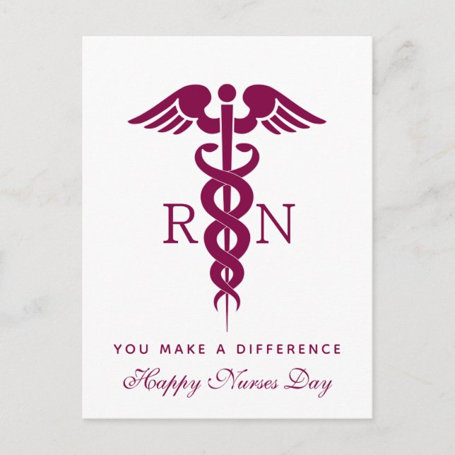 Red Red Caduceus Nurse Medical Symbol Postcard (Front)