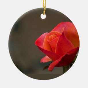 Red, Red Flower Ceramic Ornament